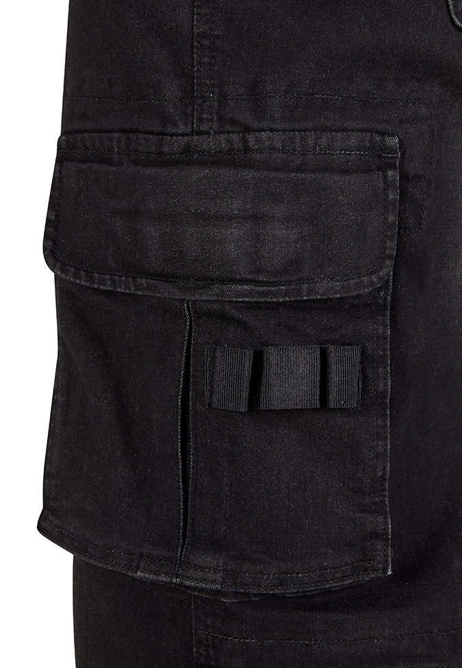 Pantalon cargo Brandit Denim coton-polyester huit poches rapportées et bas à cordon