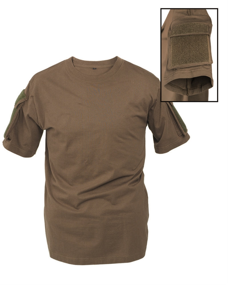 T-shirt tactique Mil-Tec en 100 % coton avec poches auto-agrippantes sur les deux manches pour patches