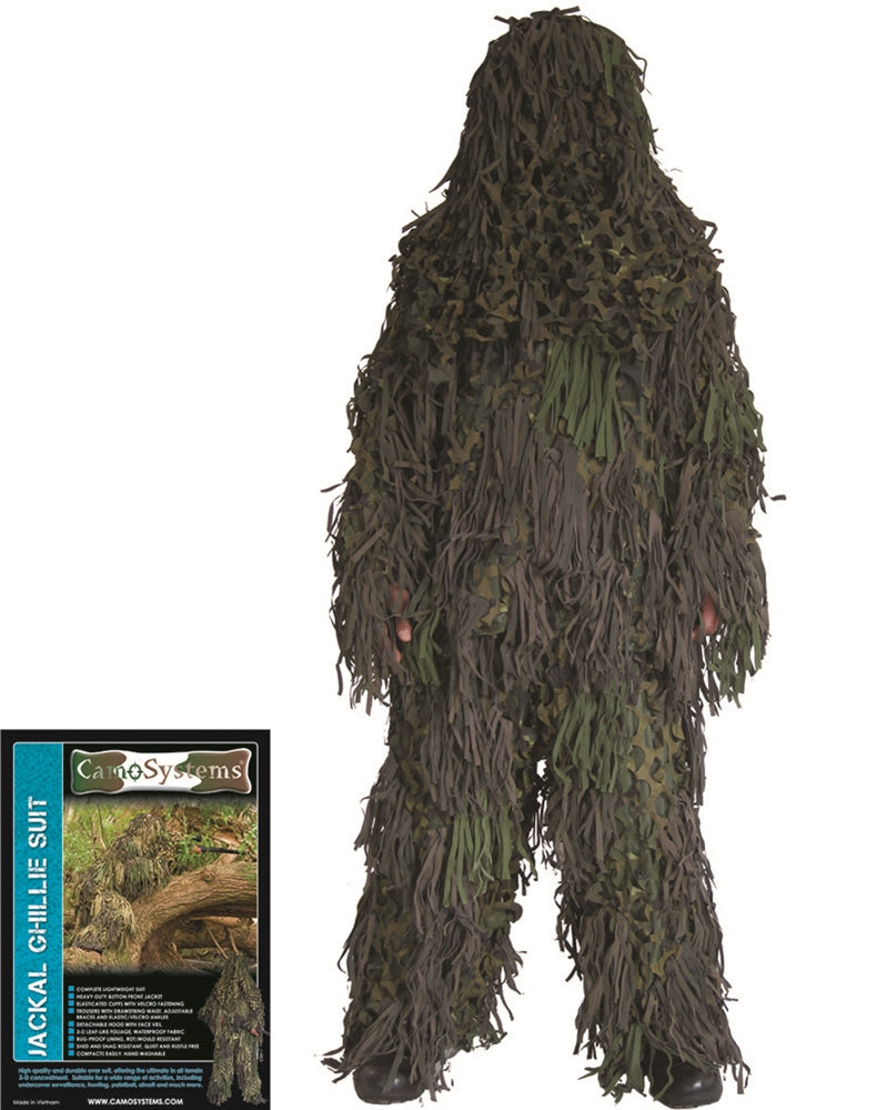 Tenue Ghillie Mil-Tec Jackal trois pièces polyester enduit PU avec capuche amovible nylon enduit PU hydrofuge