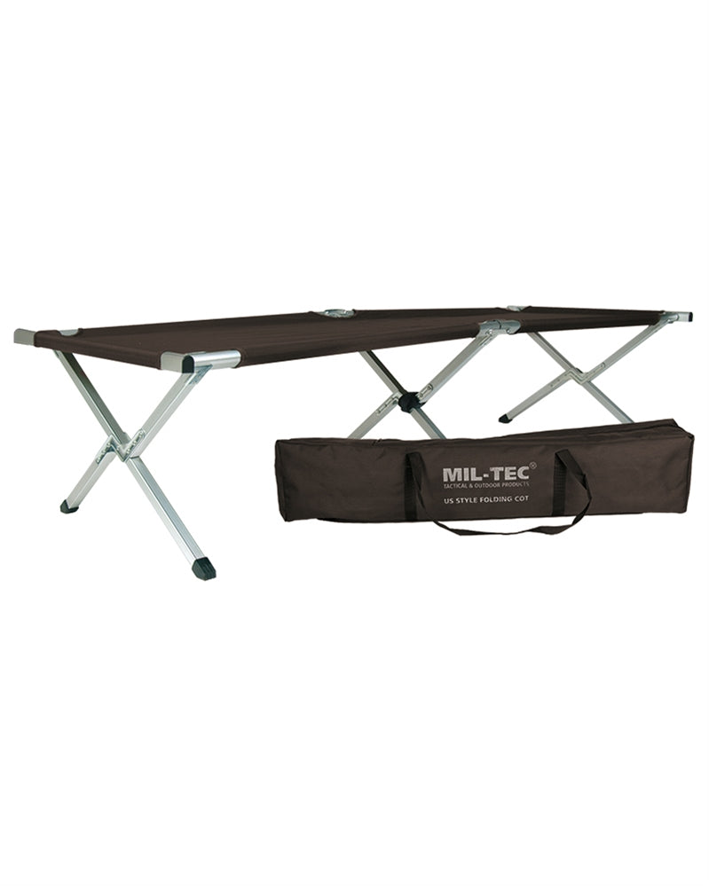Lit picot type US Mil-Tec en aluminium 190 × 65 cm charge 120 kg avec sac de transport