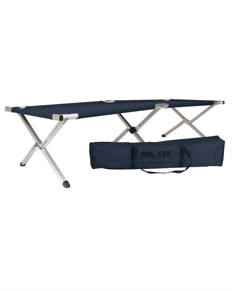 Lit picot type US Mil-Tec en aluminium 190 × 65 cm charge 120 kg avec sac de transport
