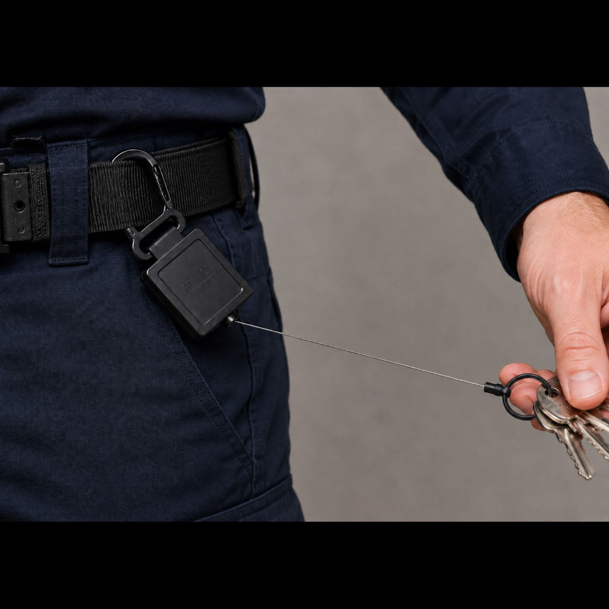 Porte-clés rétractable en alliage de zinc cordon 80 cm rupture testée 32 kg