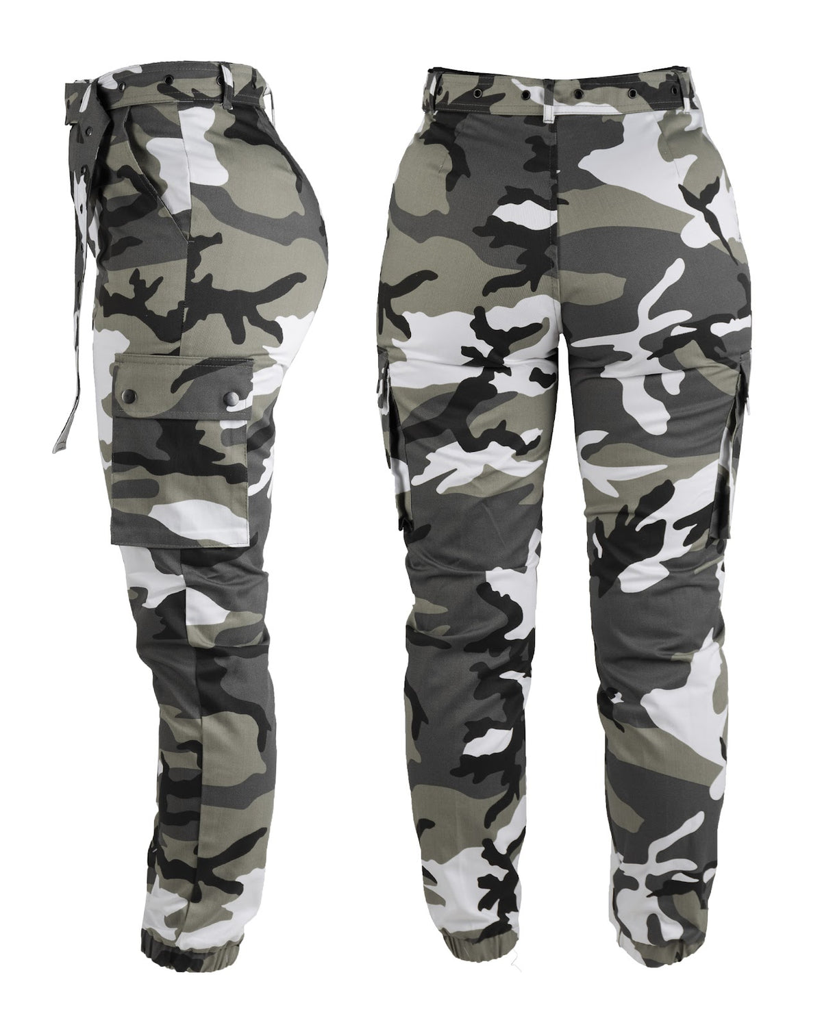 Pantalon cargo femme Mil-Tec en polyester-coton à taille haute et ceinture amovible