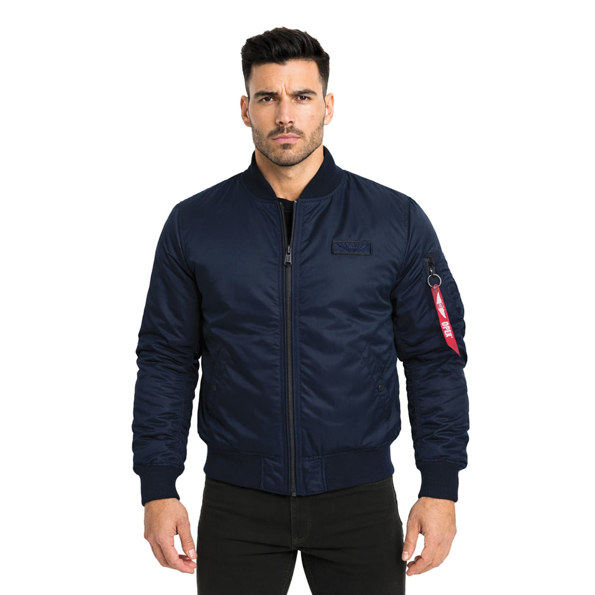 Blouson aviateur en nylon twill doublure matelassée capuche amovible