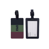 Étiquette de bagage en rubber 10 x 6,5 cm avec fiche d'identification au dos