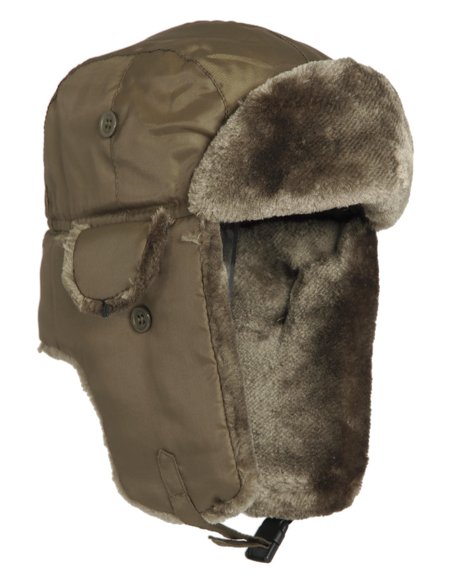 Bonnet aviateur type MA1 Mil-Tec en polyester garni avec fausse fourrure et clip menton