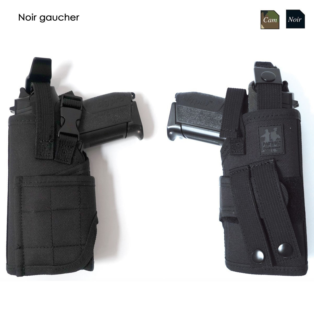 Holster MOLLE Patrol Equipement polyester déperlant réglable droitier ou gaucher