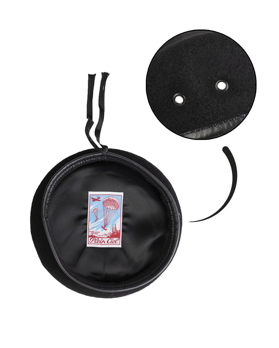 Béret commando type Bundeswehr Mil-Tec en laine mérinos bordure cuir de chèvre UPF 40