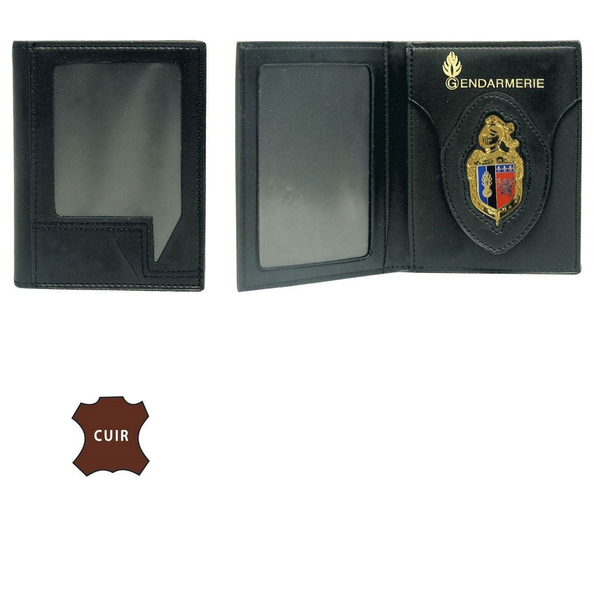 Porte-cartes FDO Bayard en cuir format horizontal 10 x 13 cm une fois fermé