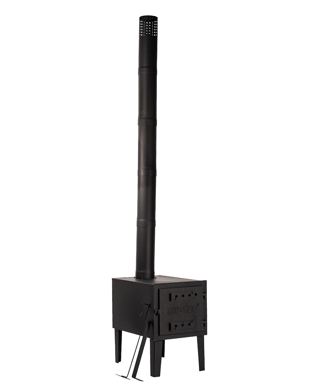 Poêle de tente Mil-Tec en acier au carbone porte en fonte avec conduit de 196 cm