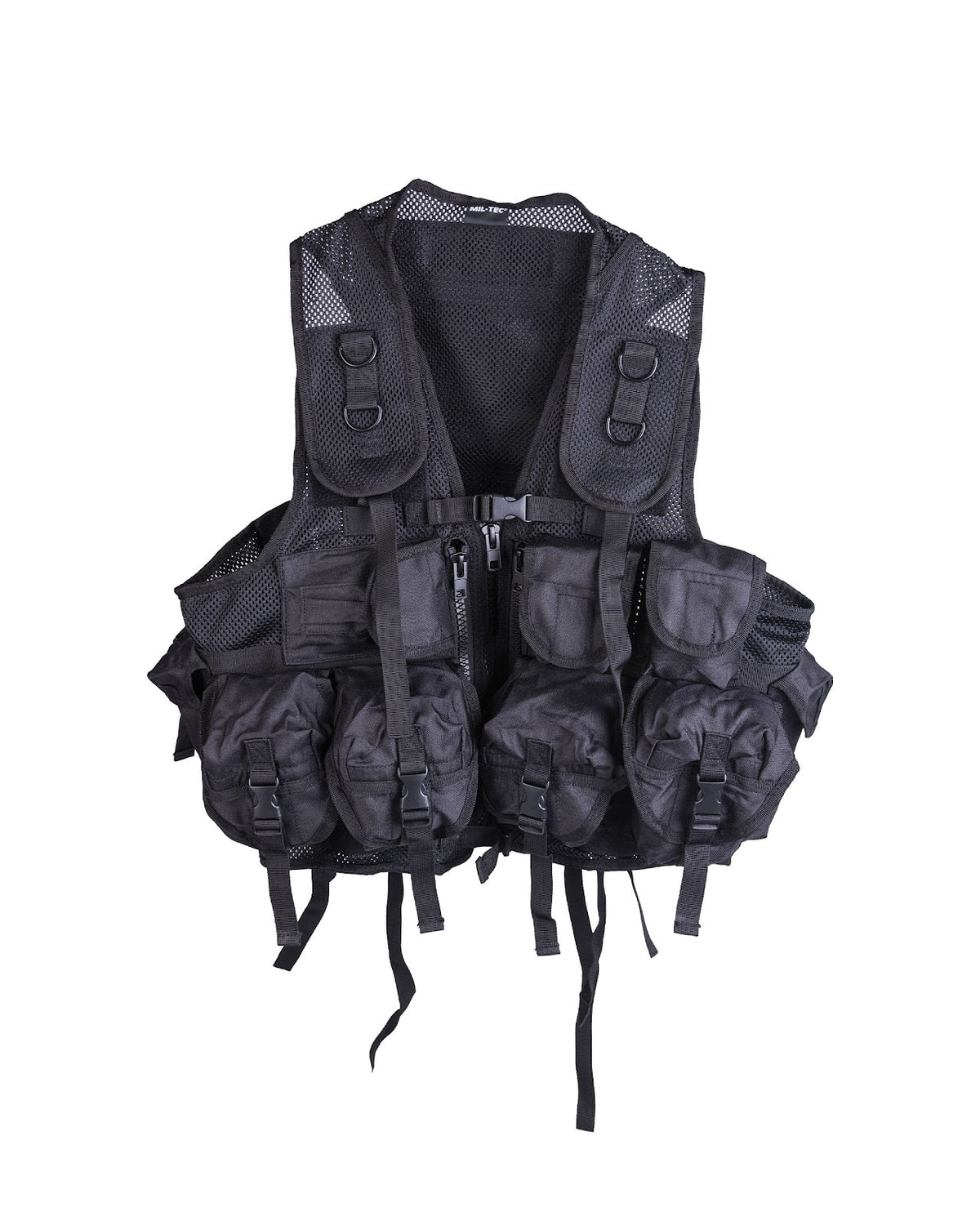 Gilet d'intervention tactique Mil-Tec en polyester 600D à neuf poches et poignée dorsale