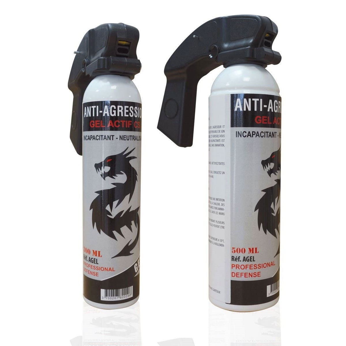 Aérosol de défense Delta Force gel CS 300 et 500 ml jet directif catégorie B8