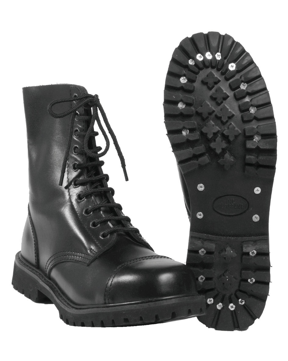 Chaussures de combat Mil-Tec Invader en cuir grainé 10 œillets semelle gomme vissée