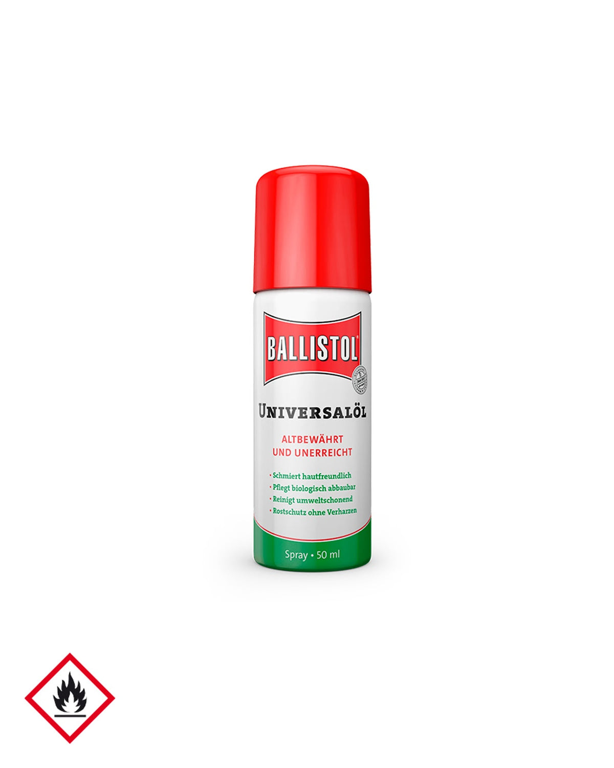 Huile spéciale Ballistol en aérosol de 50 ml, format de poche pour entretien d'arme