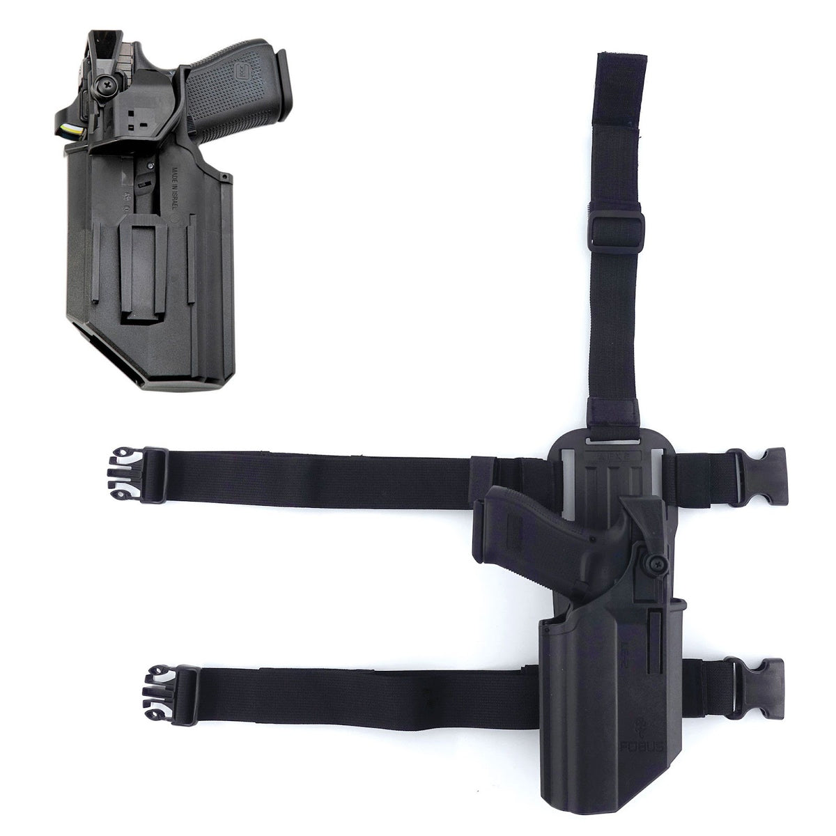 Holster de cuisse Fobus LE2 MEX2 T polymère renforcé pour Glock 17, 19 et 45