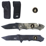 Couteau pliant OPEX Survival Légion acier inoxydable 440, lame 8,5 cm et étui nylon