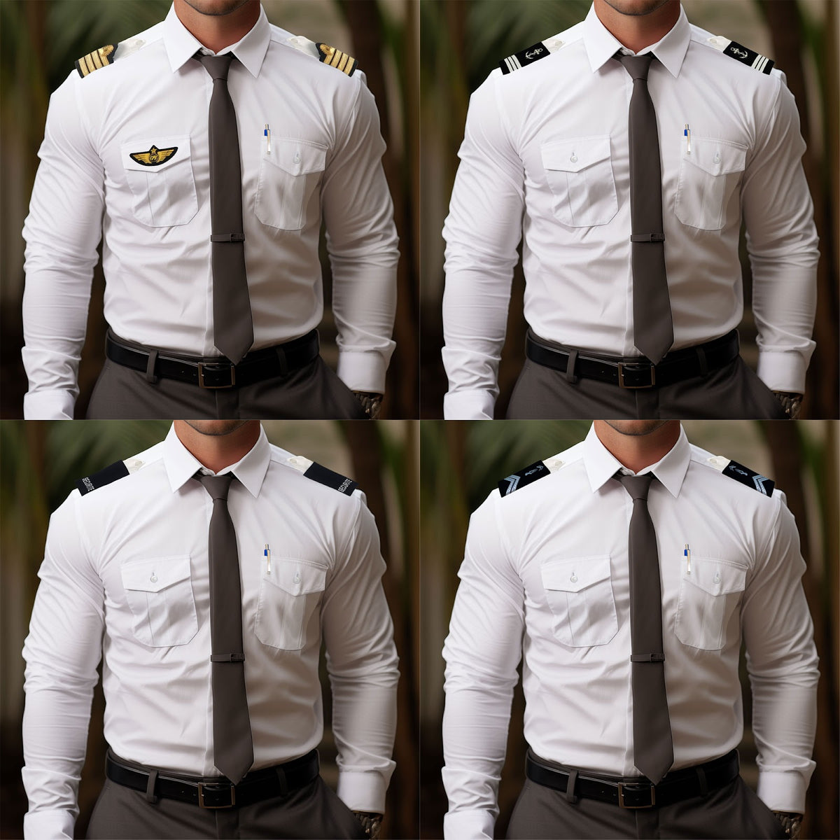Chemise de service pilote manches longues polycoton 60/40 pattes d'épaules