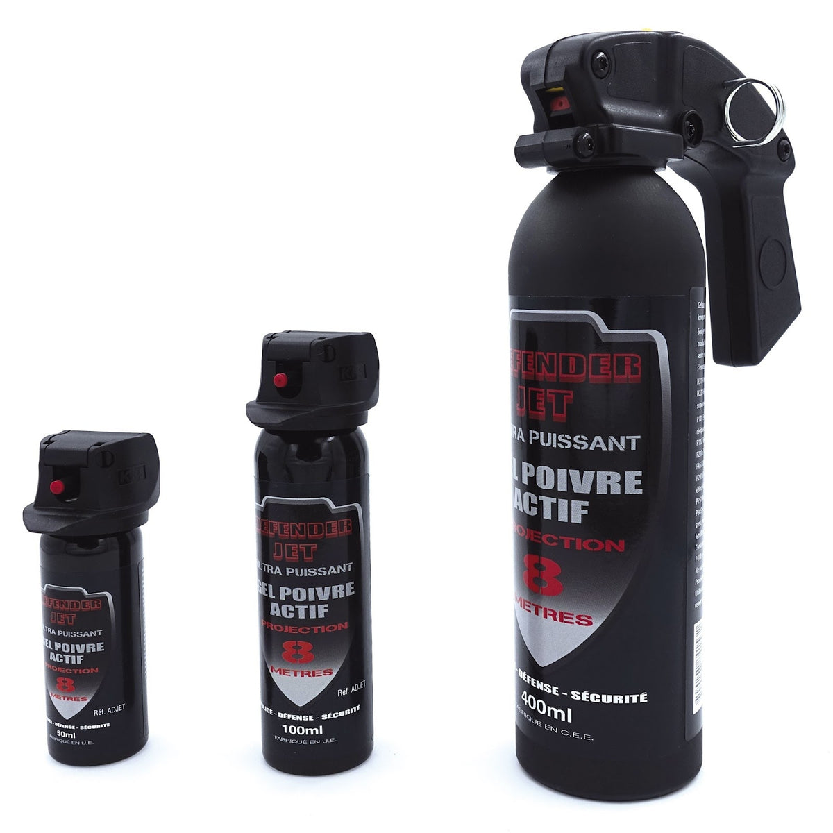Aérosol de défense Delta Force gel poivre capsaïcine 13,2 % portée 8 mètres