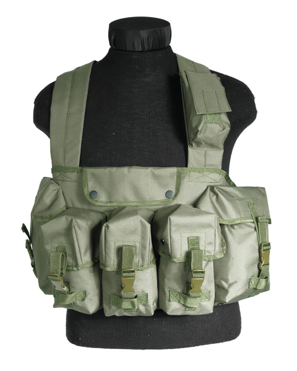 Gilet chest rig Mil-Tec 6 poches en polyester enduit avec bretelles rembourrées réglables