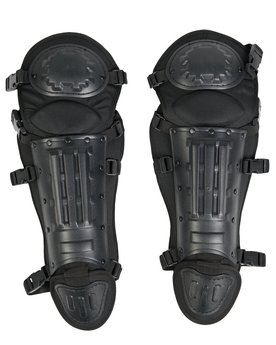 Protège-tibia Mil-Tec Anti Riot à coque polyéthylène, mousse EVA et fermetures rapides