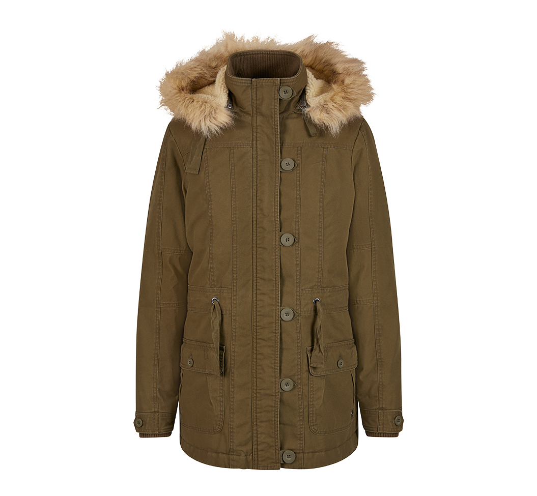 Parka Brandit Nila coupe femme en coton doublée col en fourrure synthétique amovible