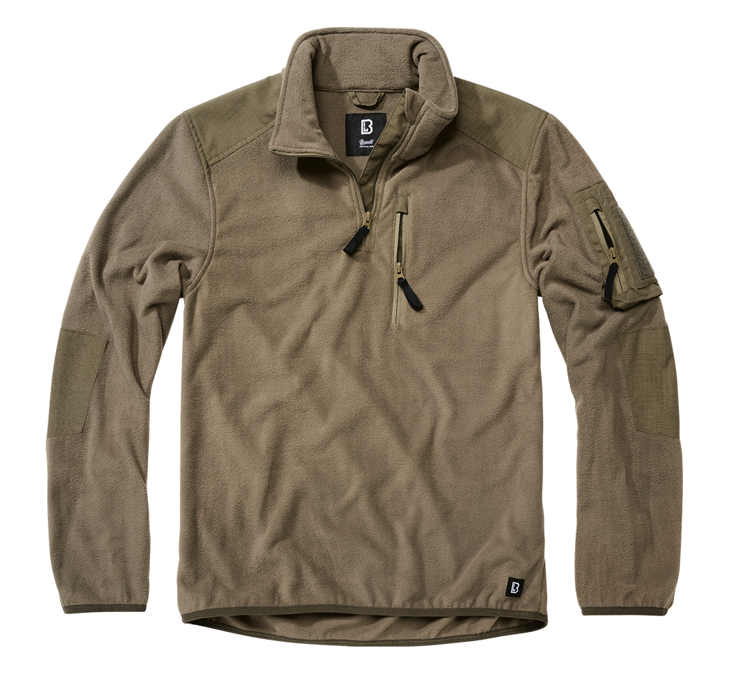 Polaire Brandit Fleece Troyer Ripstop 170 g/m² épaules et coudes renforcés poche de bras
