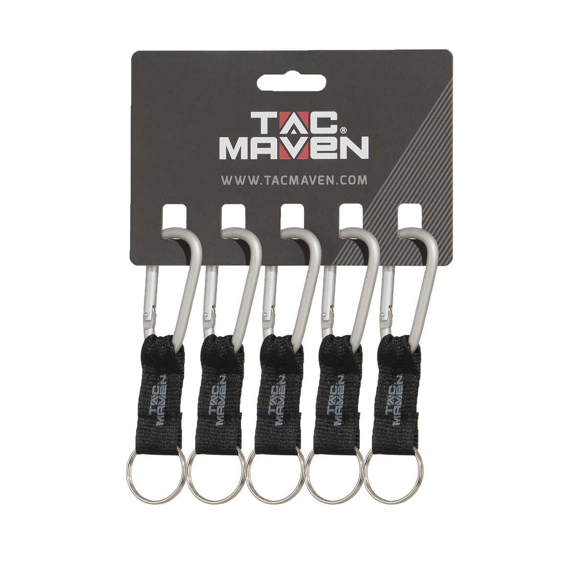 Mousquetons utilitaires Tac Maven en aluminium 6 mm vendus par lot de 5 avec anneau
