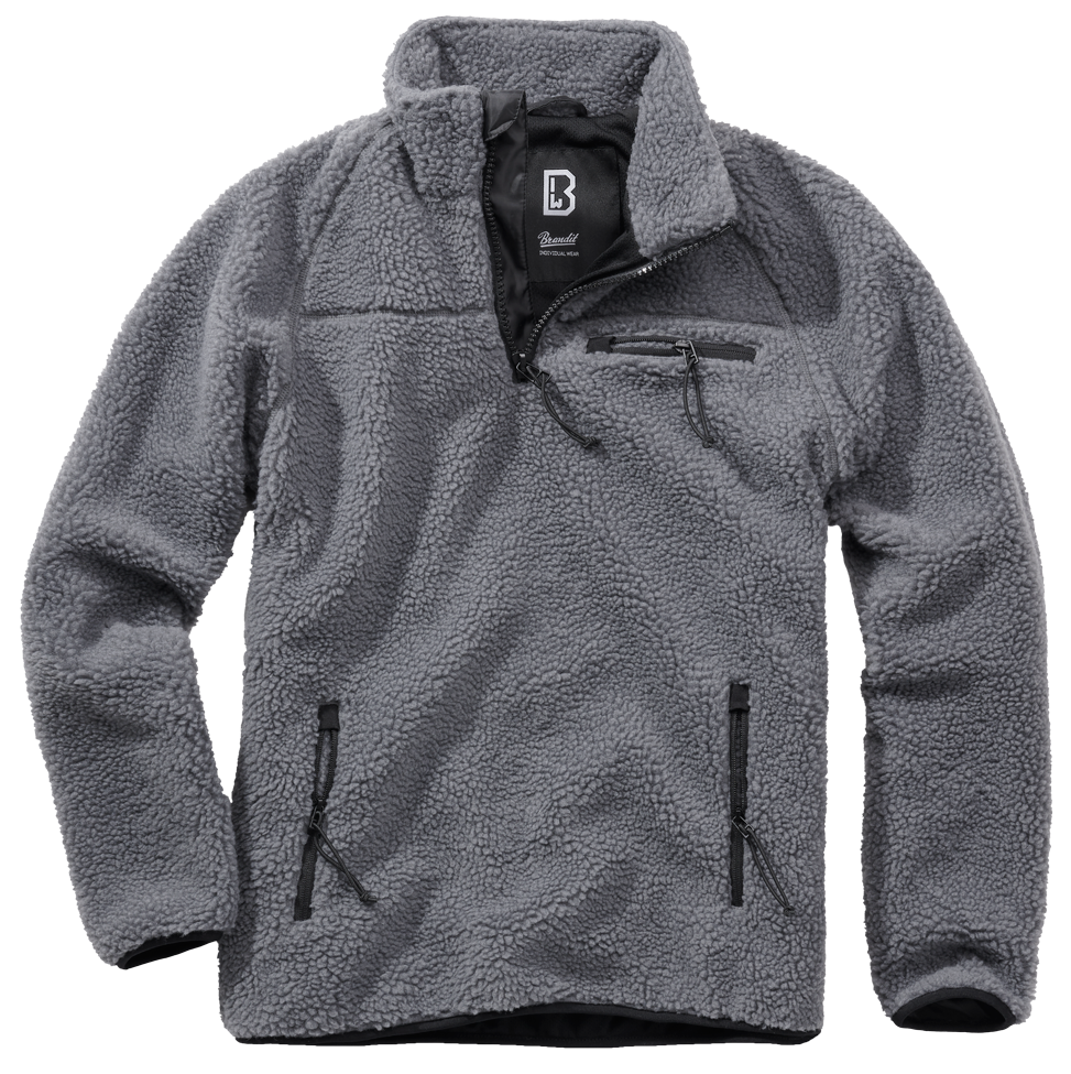 Polaire Brandit Teddyfleece Troyer doublée col montant quatre poches et bas élastiqué