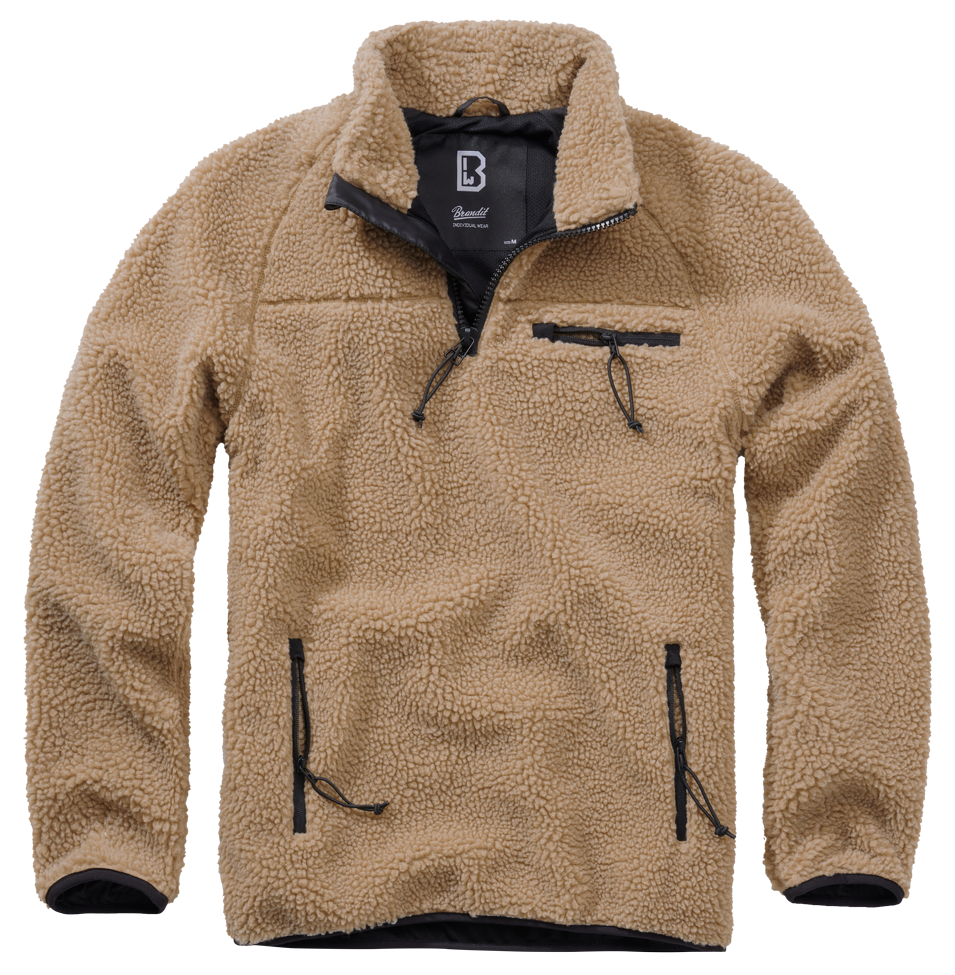 Polaire Brandit Teddyfleece Troyer doublée col montant quatre poches et bas élastiqué