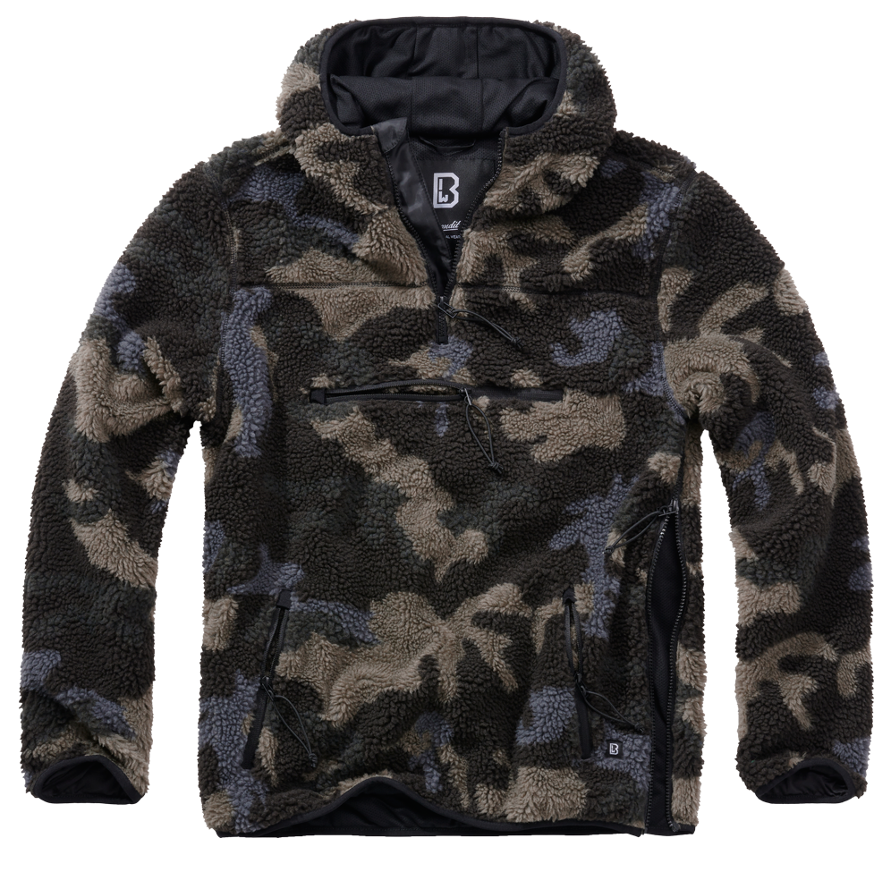 Polaire Brandit Teddyfleece Worker à capuche doublée quatre poches fermeture centrale