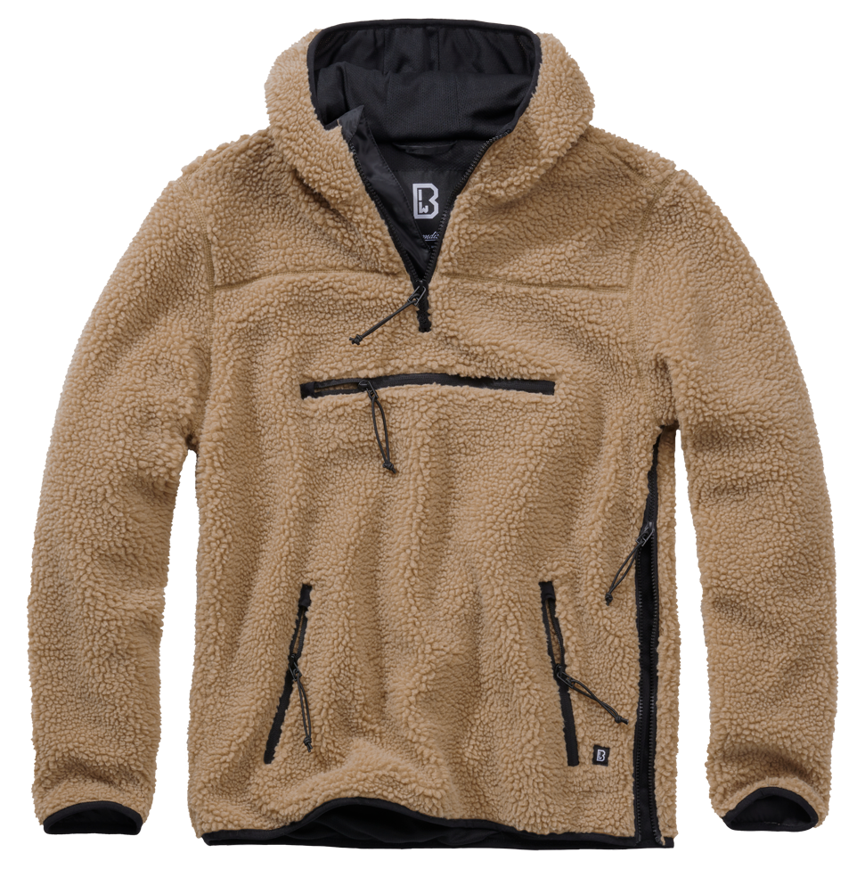 Polaire Brandit Teddyfleece Worker à capuche doublée quatre poches fermeture centrale