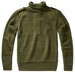 Pull Brandit Alpine grosse maille polyacrylique col boutonné renforts coudes et épaules