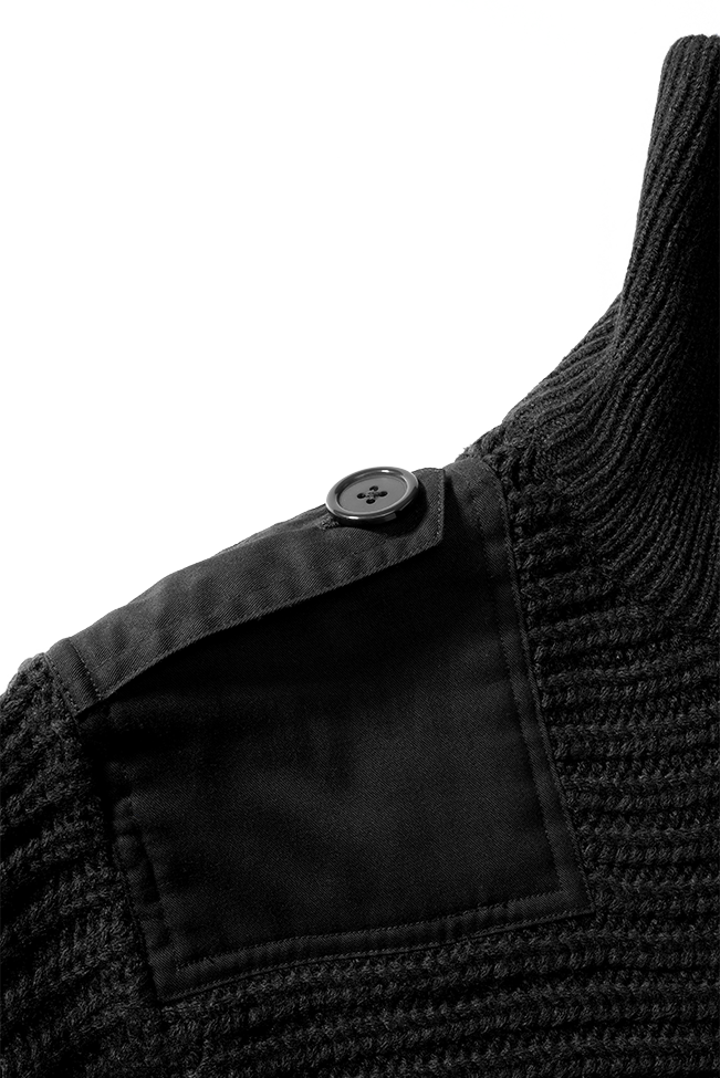 Pull Brandit Alpine grosse maille polyacrylique col boutonné renforts coudes et épaules