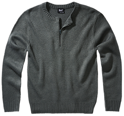 Pull Brandit Army en maille polyacrylique col rond à fermeture éclair et bords côtes
