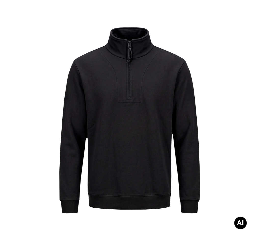 Sweat Brandit Plüsch Troyer en coton col montant à fermeture éclair et bords côtes