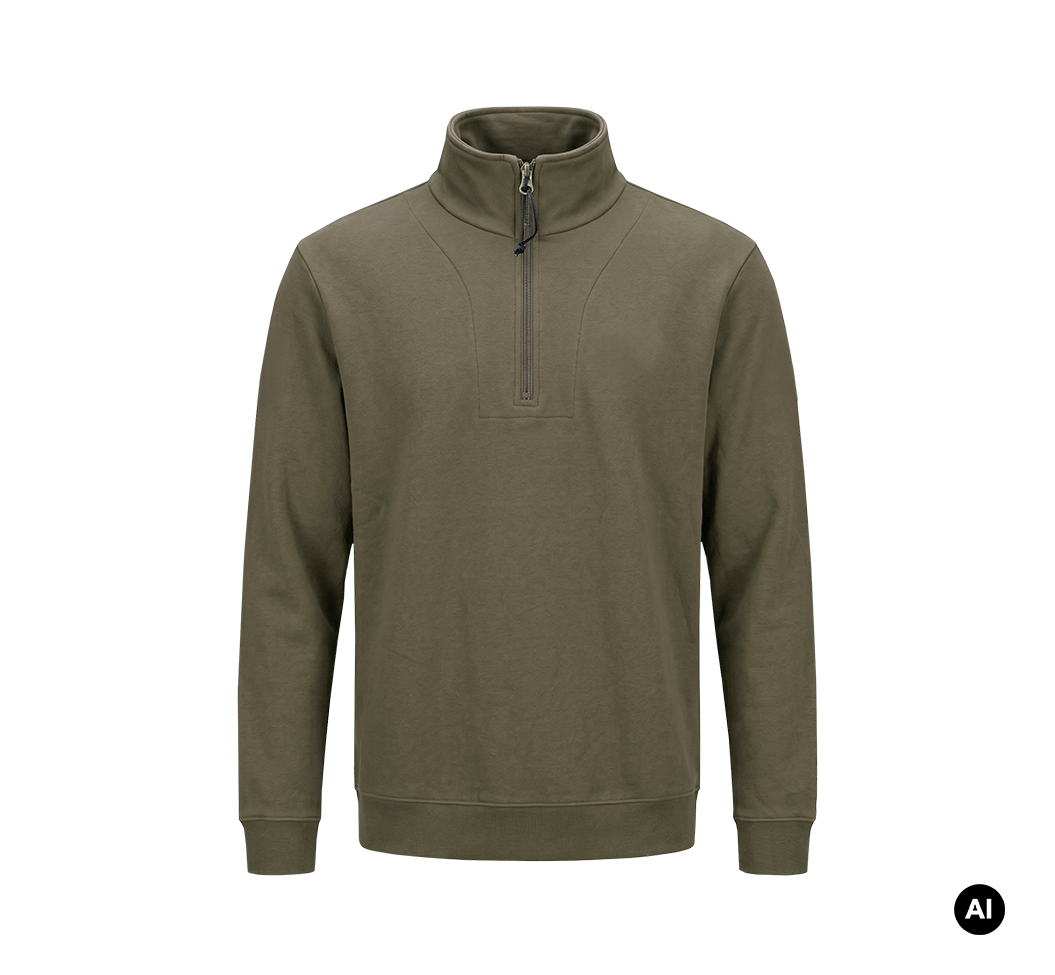 Sweat Brandit Plüsch Troyer en coton col montant à fermeture éclair et bords côtes