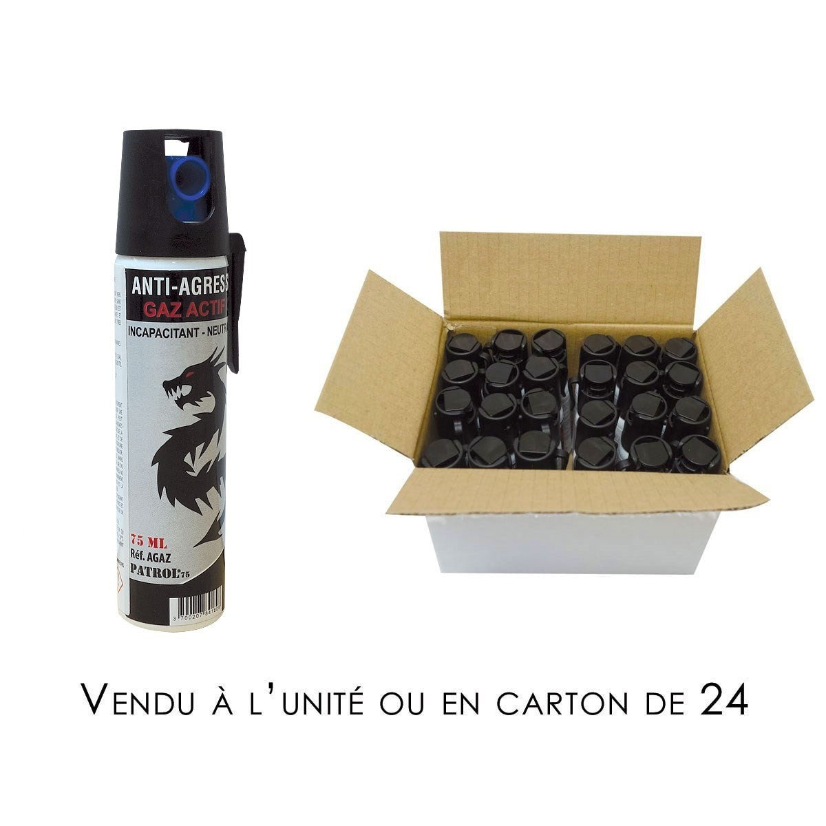 Aérosol de défense Delta Force gaz CS liquide 75 ml grande contenance catégorie D