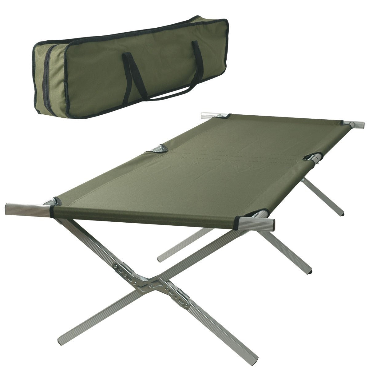 Lit de camp OPEX type US aluminium 190 x 66 cm charge 120 kg avec sac de transport