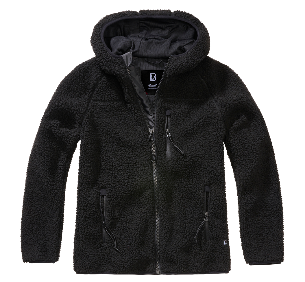 Veste polaire Brandit coupe femme à capuche maille peluche et trois poches à glissière