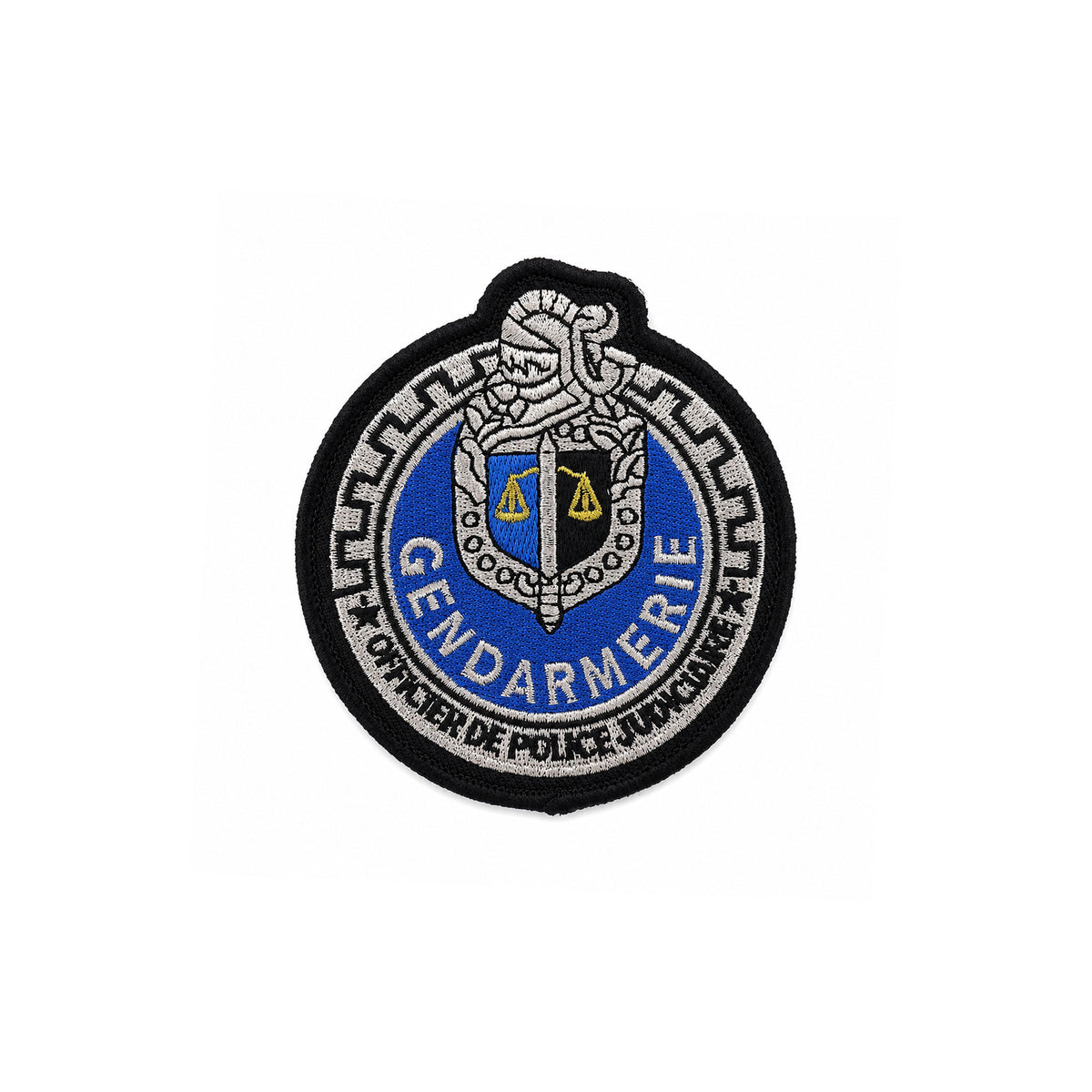 Écusson rond Patrol Equipement Brigade Motorisée Officier Police Judiciaire 8 cm