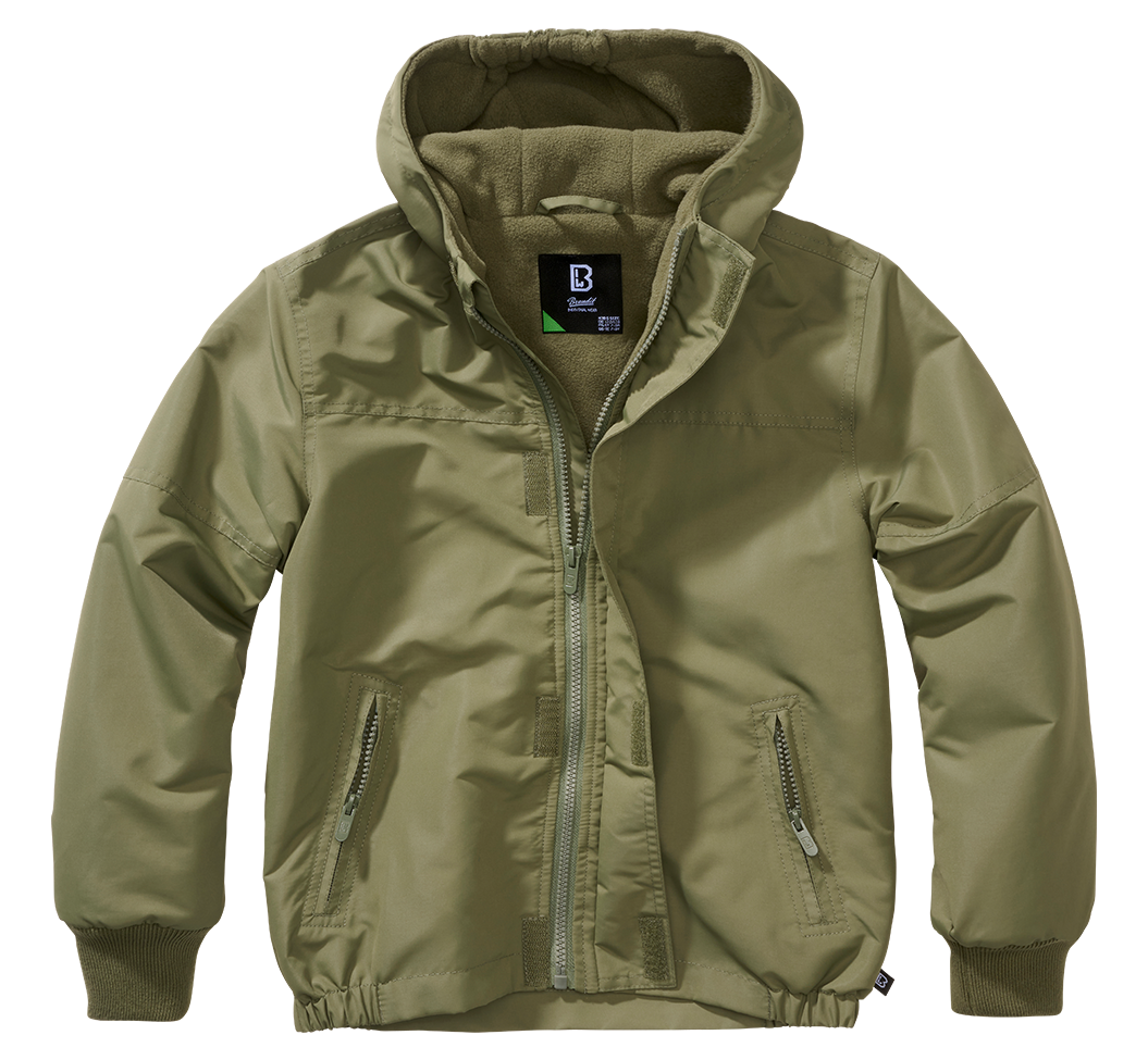 Coupe-vent enfant Brandit Frontzip doublure polaire capuche et trois poches fermées