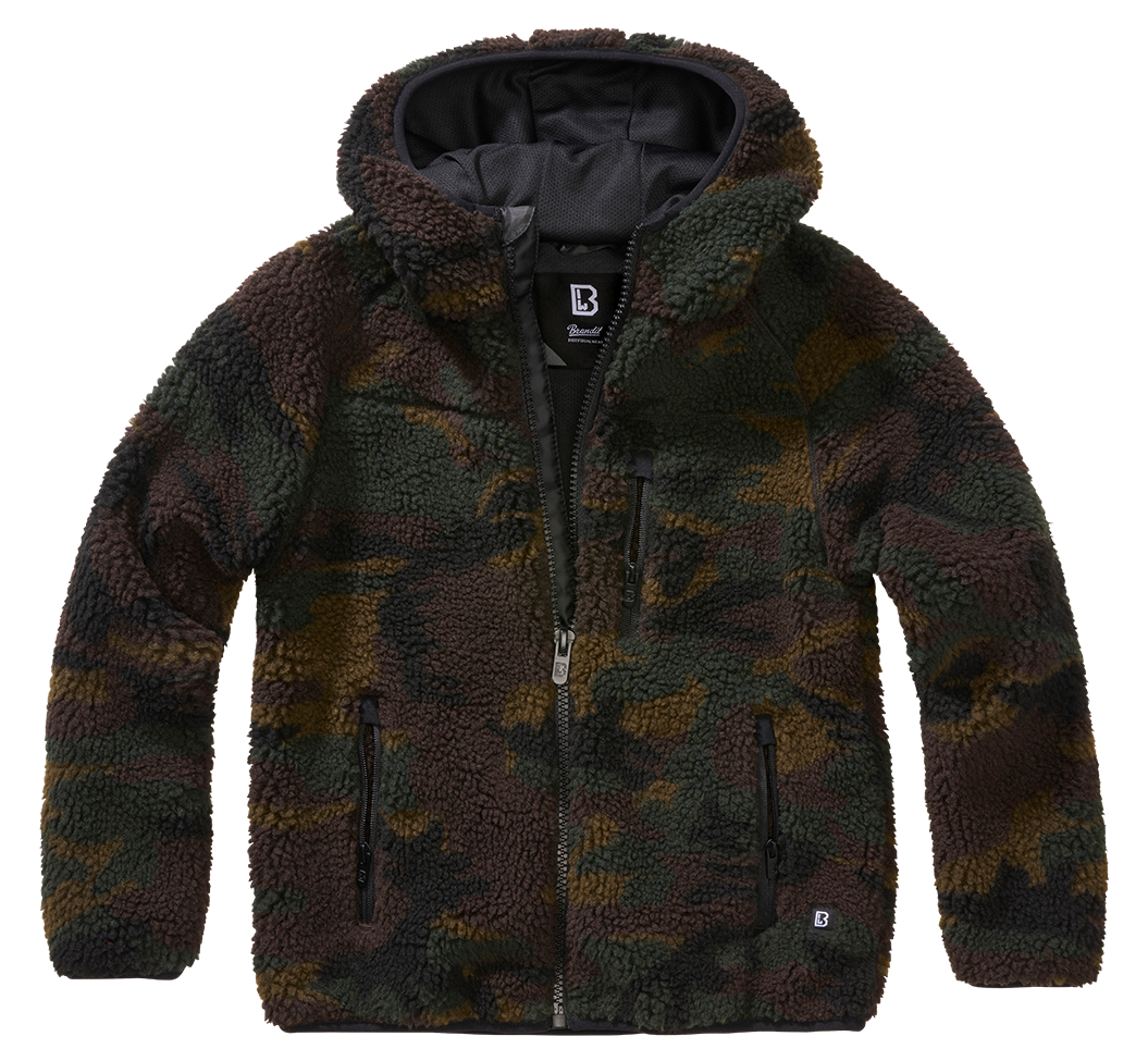 Veste polaire enfant Brandit Teddyfleece à capuche maille peluche et quatre poches