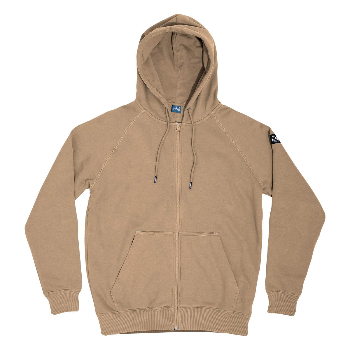 Sweat à capuche CloMod Blank à glissière intégrale en coton polyester intérieur gratté