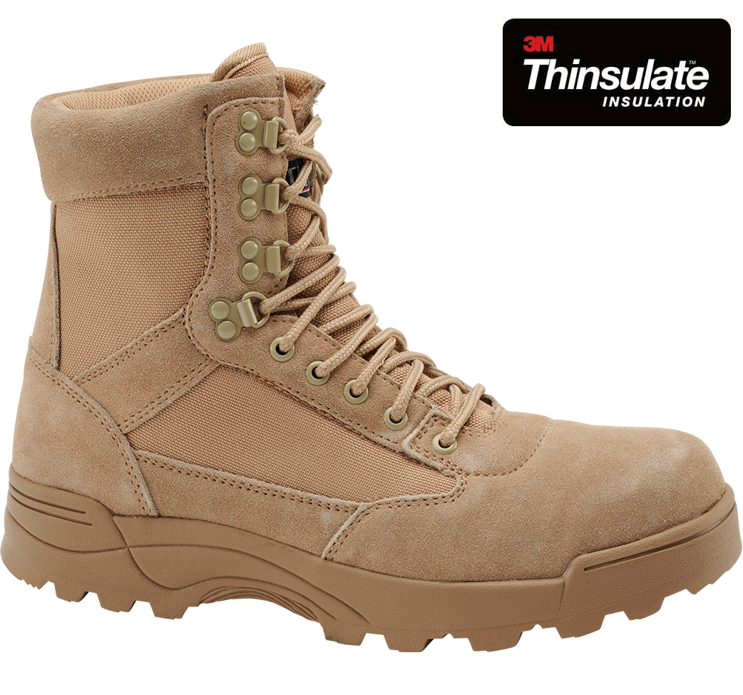 Chaussures tactiques Brandit 9 œillets cuir et nylon isolation Thinsulate tige montante