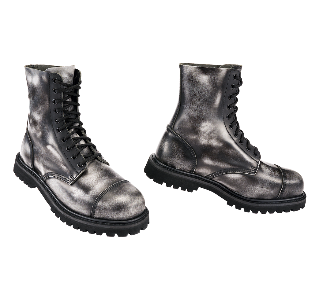 Bottes Brandit Rub Off Phantom 10 œillets cuir patiné coque d'acier pointures britanniques