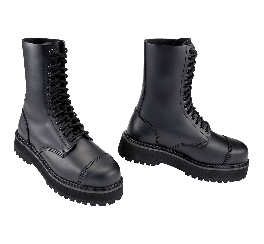 Bottes Brandit Plateau Phantom 14 œillets cuir semelle plateforme cousue coque d'acier