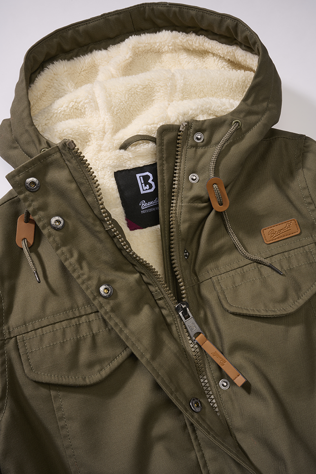 Parka Brandit Marsh Lake coupe femme à pans longs doublure matelassée et peluche