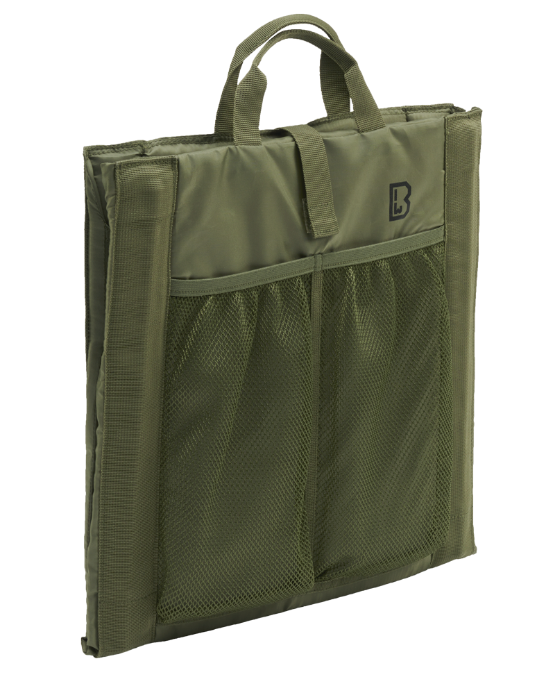 Siège pliant Brandit Foldable Seat 40 x 38 cm dossier inclinable et poche filet double