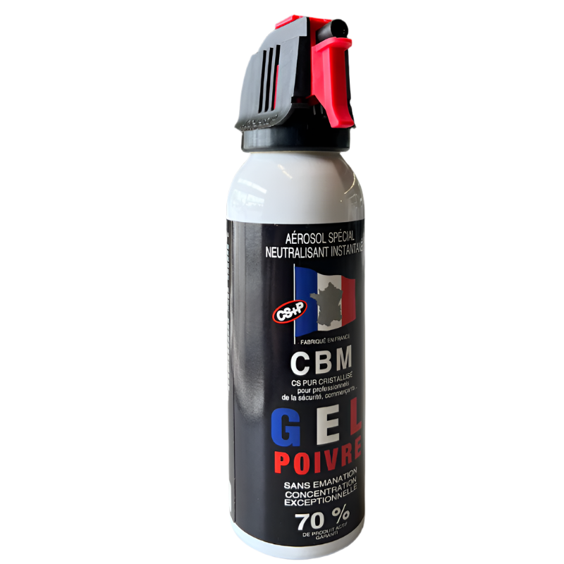 Aérosol de défense CBM Gel au poivre OC + Capot Accusol 100 ml — fabrication française