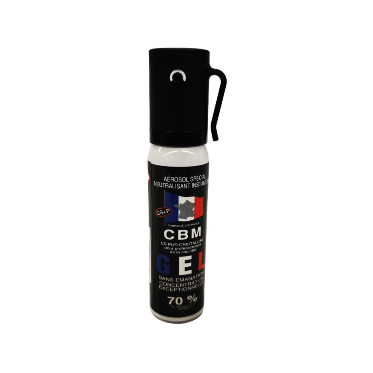 Aérosol de défense CBM gel lacrymogène CS + Capot Standard 25 ml